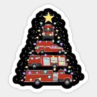 Firefighter Fire Truck Tree Santa Light Sticker